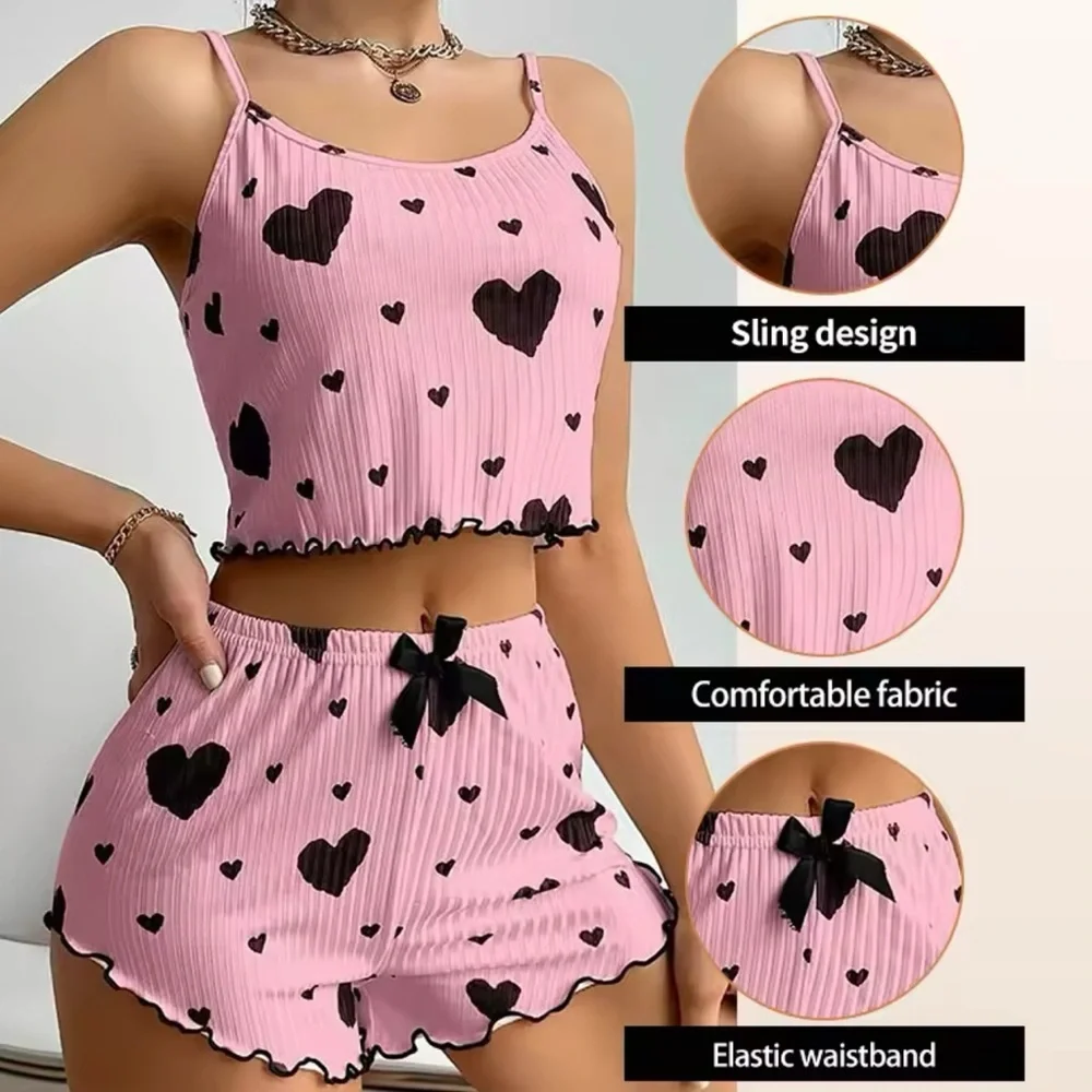 2 Piece Pink Hearts PJ Set - Picture 3 of 4